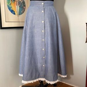 Chambray Maxi Skirt - Button Front